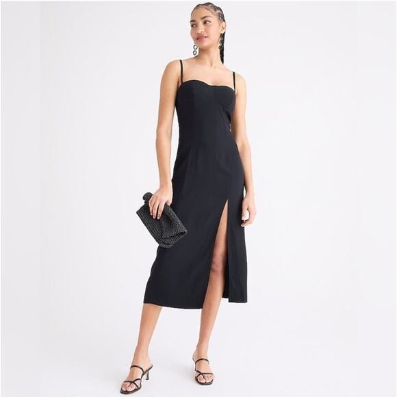 J. Crew Dresses & Skirts - J Crew Black Corset Sweetheart Midi Cocktail Dress Women's Size 8 NWT Date Night